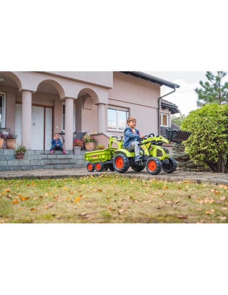 FALK CLAAS traktorius varomas pedalais su priekaba, kaušu ir buldozeriu FALK CLAAS traktorius varomas pedalais su priekaba, kaušu ir buldozeriu