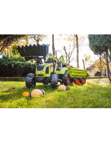 FALK Traktor CLAAS na Pedały z Przyczepą, Łyżką i Spychaczem od 3 Lat