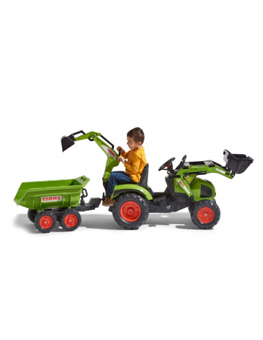 FALK Traktor CLAAS na Pedały z Przyczepą, Łyżką i Spychaczem od 3 Lat