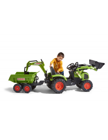 FALK Traktor CLAAS na Pedały z Przyczepą, Łyżką i Spychaczem od 3 Lat