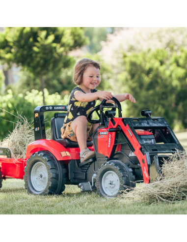 FALK Traktor Case na Pedały z Łyżką i Przyczepką Czerwony od 3 Lat