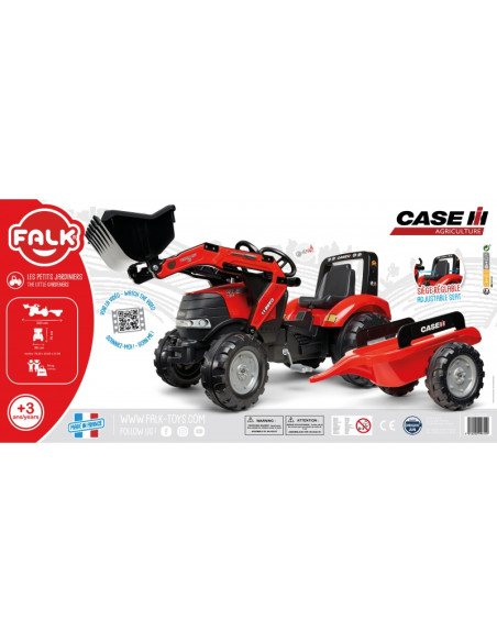 FALK Case traktorius su priekaba ir kaušu, raudonas FALK Case traktorius su priekaba ir kaušu, raudonas