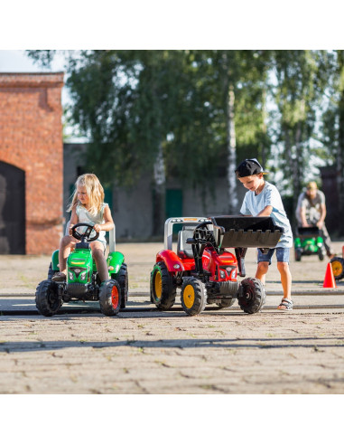 FALK Raudonas „Supercharger“ pedalais minamas traktorius su priekaba