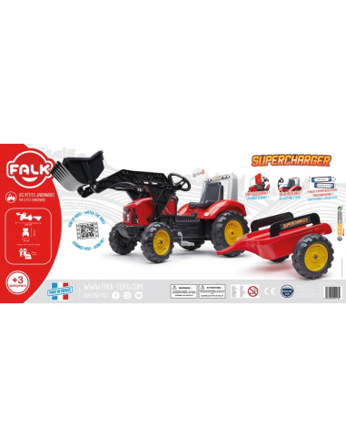 FALK Traktor Red Supercharger na Pedały z Przyczepą od 3 Lat