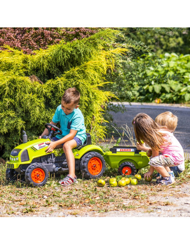 FALK Traktorek Claas Zielony na Pedały Klakson Przyczepa od 2 Lat.