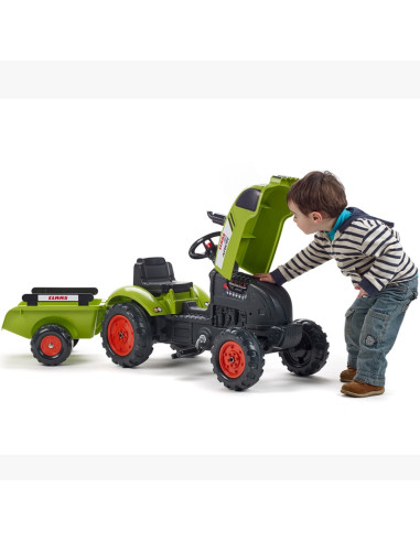 FALK Traktorek Claas Zielony na Pedały Klakson Przyczepa od 2 Lat.