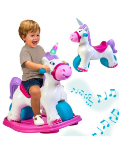 FEBER Interaktywny Bujany Jednorożec 2w1 – Jeździk Biegowy