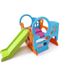 FEBER Duży Plac Zabaw Activity Center Zjeżdżalnia 100 cm Ścianka Wspinaczkowa Kształty