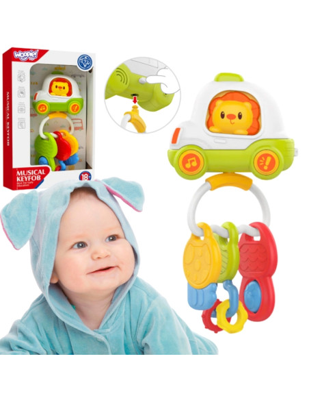 Woopie Baby Interaktyvus žaislinis automobiliukas su nuotolinio valdymo pulteliu ir raktais, barškutis - kramtukas Woopie Baby Interaktyvus žaislinis automobiliukas su nuotolinio valdymo pulteliu ir raktais, barškutis - kramtukas