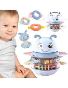 WOOPIE Baby Wanka sensorinis žaislas 2 viename barškutis kramtukas, mėlynas
