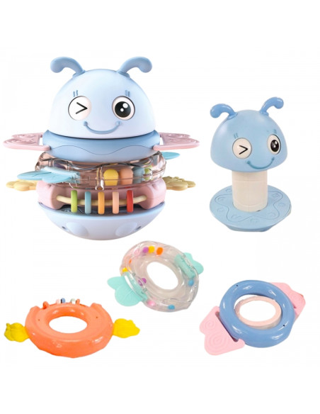 WOOPIE Baby Wanka sensorinis žaislas 2 viename barškutis kramtukas, mėlynas WOOPIE Baby Wanka sensorinis žaislas 2 viename barškutis kramtukas, mėlynas