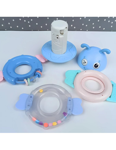 WOOPIE Baby Wanka sensorinis žaislas 2 viename barškutis kramtukas, mėlynas