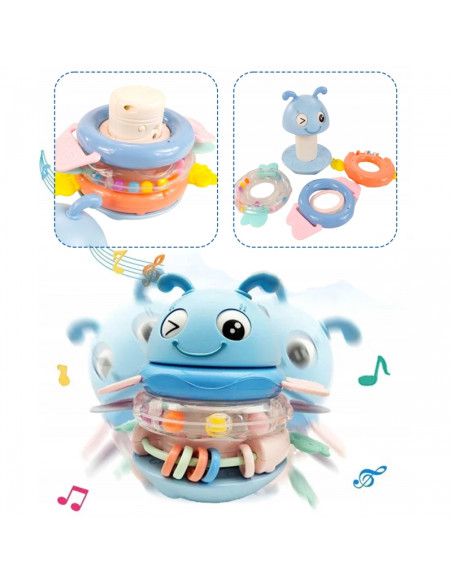 WOOPIE Baby Wanka sensorinis žaislas 2 viename barškutis kramtukas, mėlynas WOOPIE Baby Wanka sensorinis žaislas 2 viename barškutis kramtukas, mėlynas