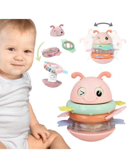 WOOPIE Baby Wanka Stand Up Sensory Toy 2 in 1 Rattle Teether Pink
