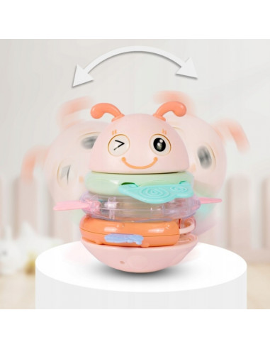 WOOPIE Baby Wanka sensorinis žaislas 2 viename barškutis - kramtukas rožinis
