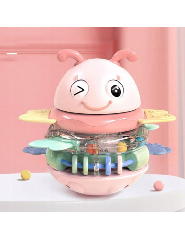 WOOPIE Baby Wanka sensorinis žaislas 2 viename barškutis - kramtukas rožinis