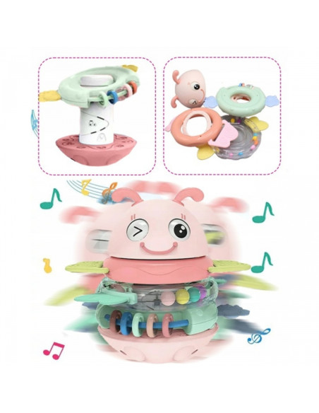 WOOPIE Baby Wanka sensorinis žaislas 2 viename barškutis - kramtukas rožinis WOOPIE Baby Wanka sensorinis žaislas 2 viename barškutis - kramtukas rožinis