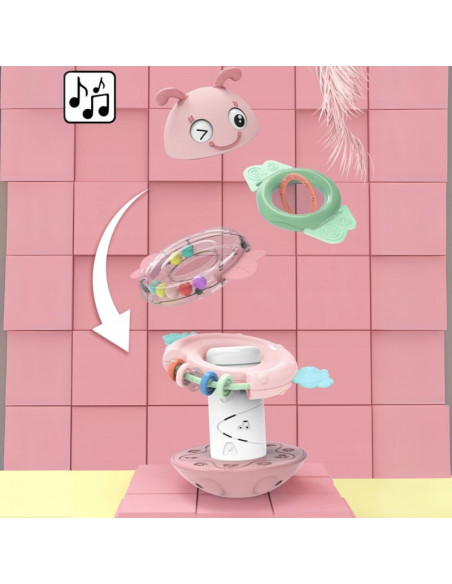 WOOPIE Baby Wanka Stand Up Sensory Toy 2 in 1 Rattle Teether Pink