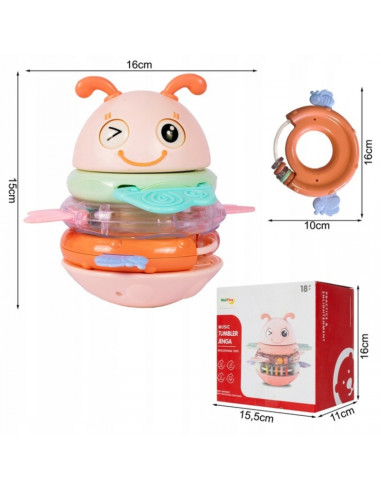 WOOPIE Baby Wanka sensorinis žaislas 2 viename barškutis - kramtukas rožinis
