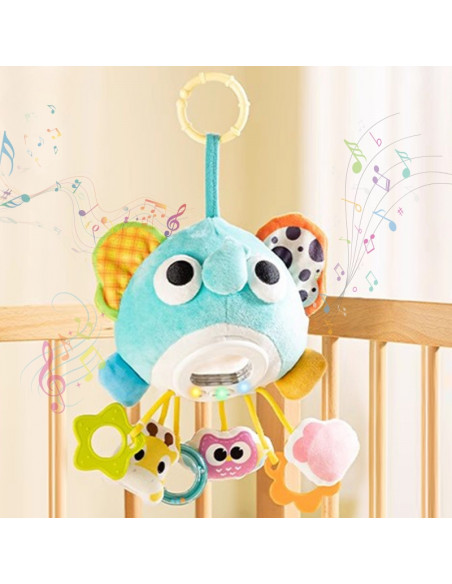 WOOPIE Baby pliušinis drambliukas su pakabukais ir kramtukais WOOPIE Baby pliušinis drambliukas su pakabukais ir kramtukais