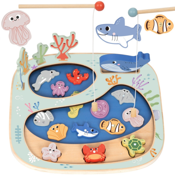 TOOKY TOY Catch the Fish Montessori galvosūkių arkadinis žaidimas TOOKY TOY Catch the Fish Montessori galvosūkių arkadinis žaidimas