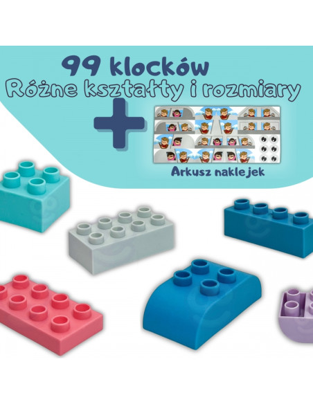 WOOPIE Minkštų kaladėlių rinkinys su dėžute 99 vnt. WOOPIE Minkštų kaladėlių rinkinys su dėžute 99 vnt.