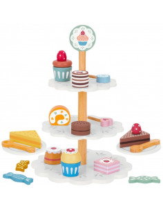 TOOKY TOY Platter of Sweets Wooden Stand Cupcakes Cakes