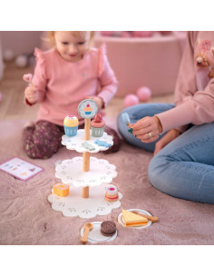TOOKY TOY Platter of Sweets Wooden Stand Cupcakes Cakes 2