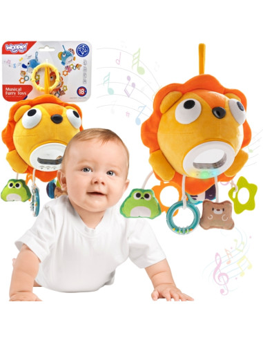WOOPIE Baby Pluszowy Lew Maskotka Interaktywna Przytulanka Muzyczna z Zawieszkami i Gryzakami