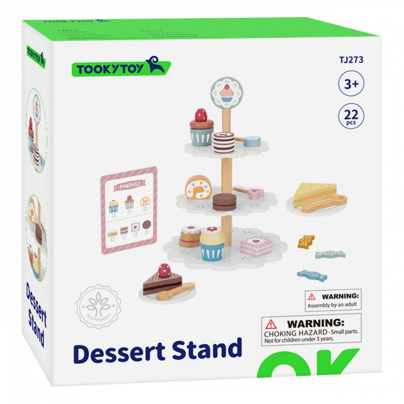 TOOKY TOY Platter of Sweets Wooden Stand Cupcakes Cakes
