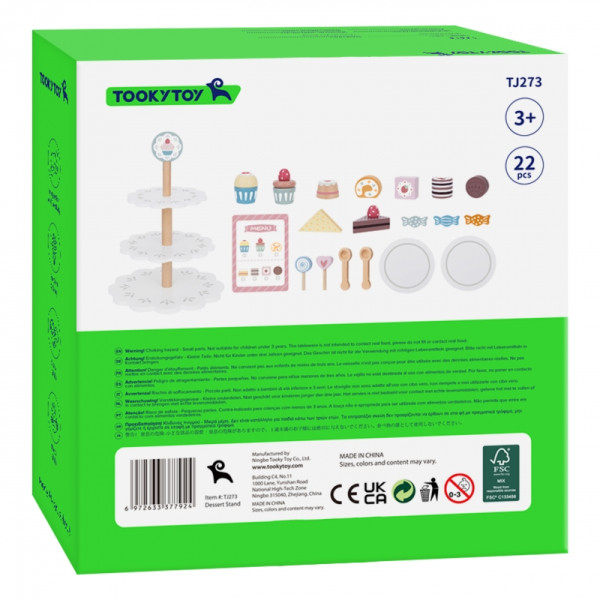 TOOKY TOY Platter of Sweets Wooden Stand Cupcakes Cakes