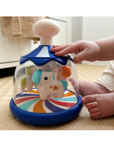 Вупи Малыш Разноцветные Лошадки Синяя Карусель с Вращающимся Юлой