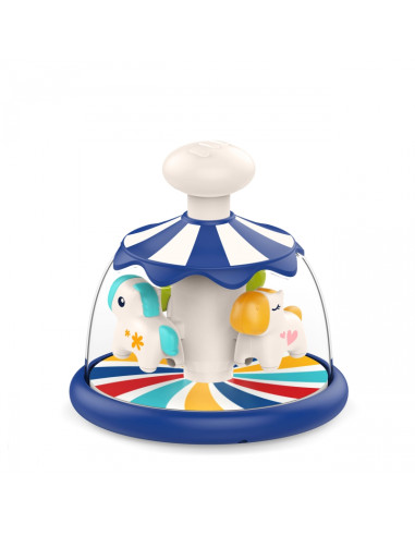Вупи Малыш Разноцветные Лошадки Синяя Карусель с Вращающимся Юлой
