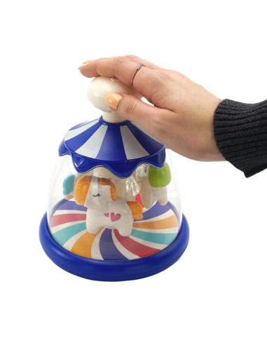 Вупи Малыш Разноцветные Лошадки Синяя Карусель с Вращающимся Юлой