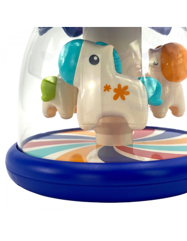 Вупи Малыш Разноцветные Лошадки Синяя Карусель с Вращающимся Юлой