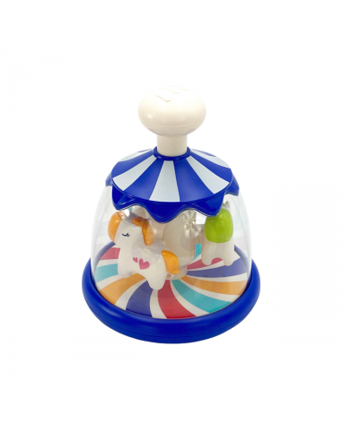 Вупи Малыш Разноцветные Лошадки Синяя Карусель с Вращающимся Юлой