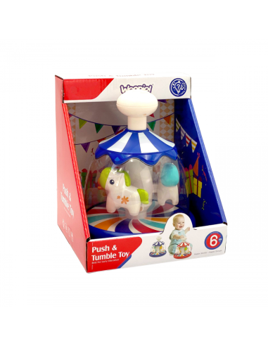 Вупи Малыш Разноцветные Лошадки Синяя Карусель с Вращающимся Юлой