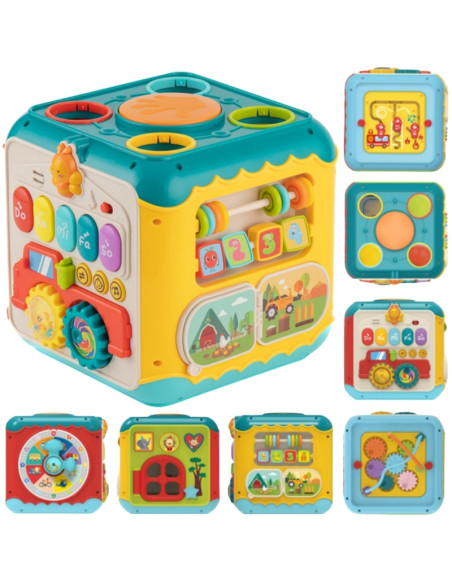 WOOPIE BABY daugiafunkcis Montessori veiklos kubas 6 viename - 18 mėn.+ WOOPIE BABY daugiafunkcis Montessori veiklos kubas 6 viename - 18 mėn.+