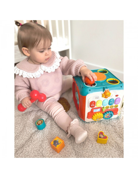 WOOPIE BABY daugiafunkcis Montessori veiklos kubas 6 viename - 18 mėn.+ WOOPIE BABY daugiafunkcis Montessori veiklos kubas 6 viename - 18 mėn.+