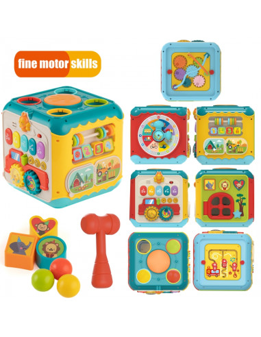 WOOPIE BABY daugiafunkcis Montessori veiklos kubas 6 viename - 18 mėn.+