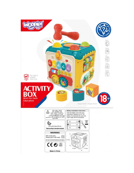 WOOPIE BABY daugiafunkcis Montessori veiklos kubas 6 viename - 18 mėn.+ WOOPIE BABY daugiafunkcis Montessori veiklos kubas 6 viename - 18 mėn.+