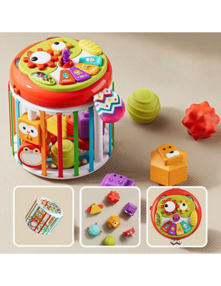WOOPIE BABY interaktyvus būgnas „Roller“ sensorinis kubas WOOPIE BABY interaktyvus būgnas „Roller“ sensorinis kubas