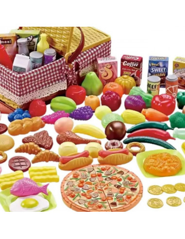 WOOPIE Picnic Basket Fruit Vegetables Fast Food Set XXL 103 pcs.