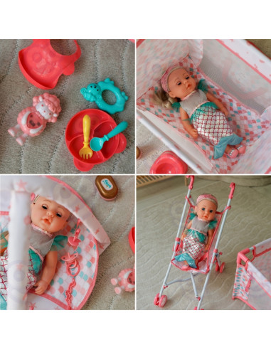 WOOPIE ROYAL Lalka Bobas 36 cm Syrenka Interaktywna Zestaw XXL Opiekunka 18w1