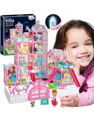 WOOPIE lėlių namelio vila su aksesuarais ir šviečiančia lėle, 275 el.
