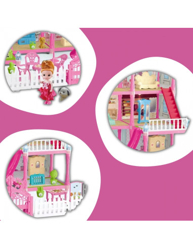 Кукольный домик-вилла WOOPIE с аксессуарами и светящейся куклой 275 предметов.