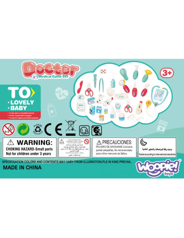 WOOPIE medicinos rinkinys Mažasis Daktaras Daktaras Lagamine Šviesos ir garsai + Aksesuarai