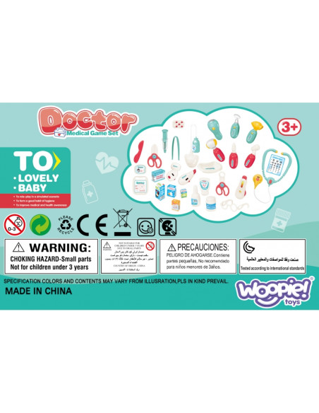 WOOPIE medicinos rinkinys Mažasis Daktaras Daktaras Lagamine Šviesos ir garsai + Aksesuarai