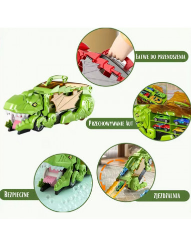 WOOPIE dinozaurų valgytojo bėgių transporto priemonių rinkinys, 13 vnt.