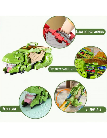 WOOPIE dinozaurų valgytojo bėgių transporto priemonių rinkinys, 13 vnt.